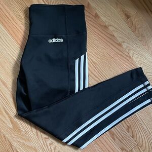 Adidas Black Leggings with White Stripes